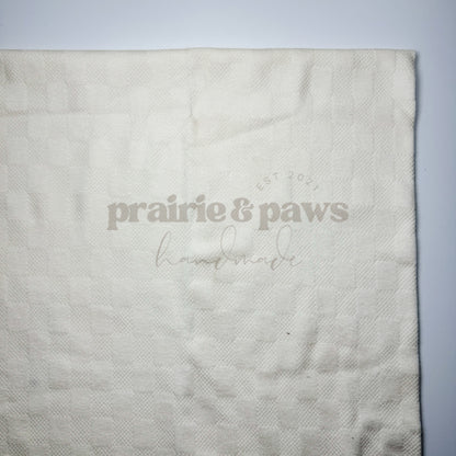 Cream Checkered Sweater Knit