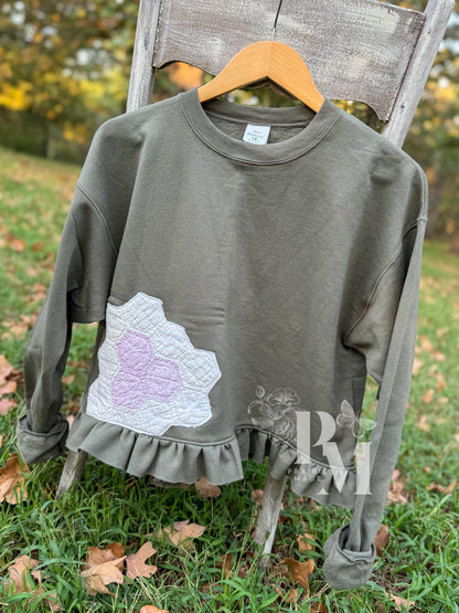 Cropped Crew: Olive Green (M)
