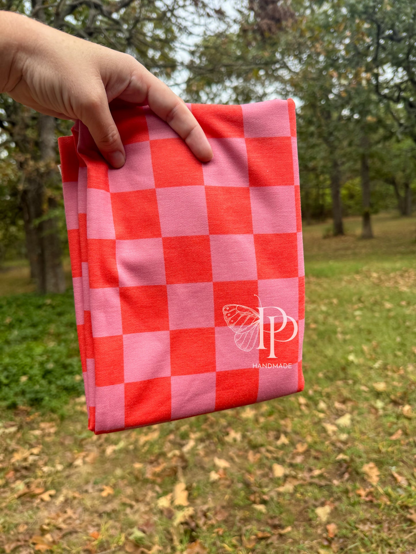 Peach Check French Terry