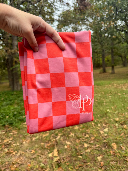 Peach Check French Terry