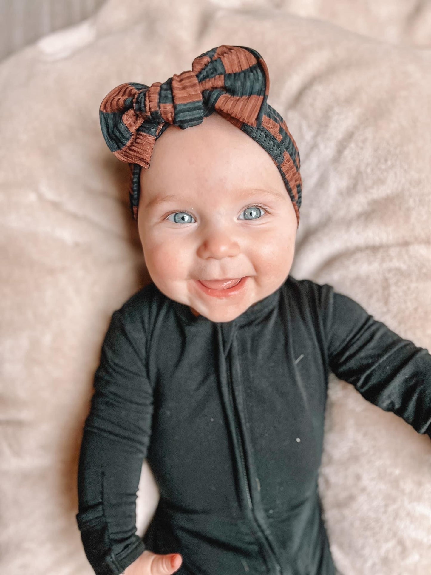 Black + Brown Check Rib